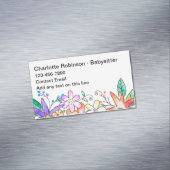 Schattigee Babysitter Bloemen Botanische Visitekaa Magnetisch Visitekaartje (Voorbeeld)