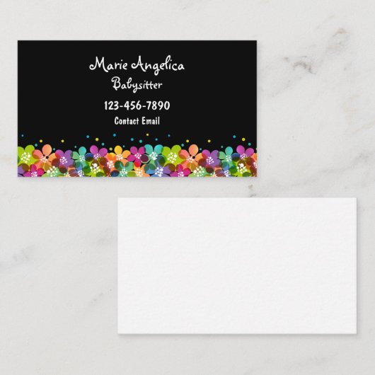 Schattigee Babysitter Kleurrijke Visitekaartjes Sj (Voorkant / Achterkant)