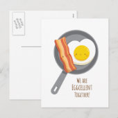 Schattigee Bacon en Egg in Love Valentijnsdag Brie Feestdagenkaart (Voorkant / Achterkant)
