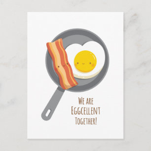 Schattigee Bacon en Egg in Love Valentijnsdag Brie Feestdagenkaart