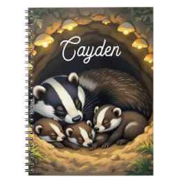 Schattigee Badger Familie Gepersonaliseerd Notitieboek