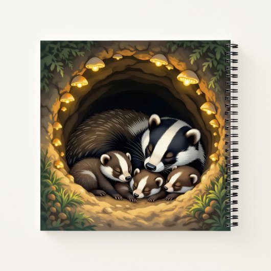 Schattigee Badger Familie Gepersonaliseerd Notitieboek (Achterkant)