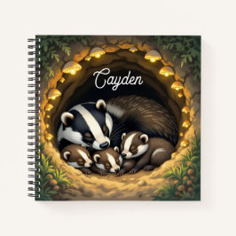 Schattigee Badger Familie Gepersonaliseerd Notitieboek