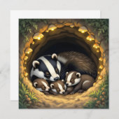 Schattigee Badger Family Napping (Voorkant / Achterkant)