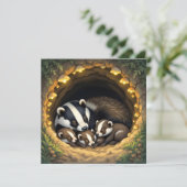 Schattigee Badger Family Napping (Staand voorkant)