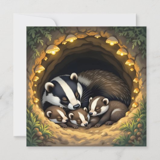 Schattigee Badger Family Napping (Voorkant)