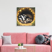 Schattigee Badger Family Napping Canvas Afdruk (Insitu (Woonkamer))