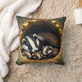 Schattigee Badger Family Napping Kussen