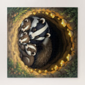 Schattigee Badger Family Napping Legpuzzel (Horizontaal)