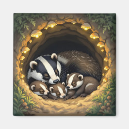 Schattigee Badger Family Napping Magneet