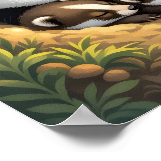 Schattigee Badger Family Napping Poster (Hoek)