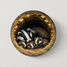Schattigee Badger Family Napping Ronde Button 5,7 Cm