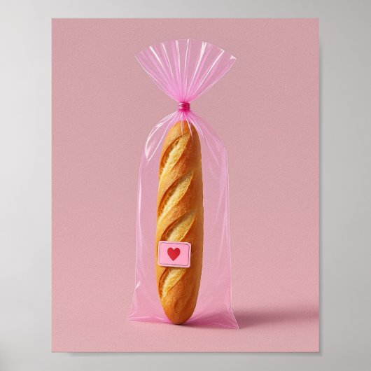 Schattigee Baguette Art Print, Gezellige trendy br Poster (Voorkant)
