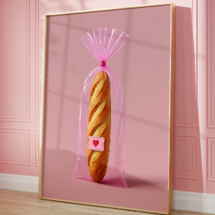 Schattigee Baguette Art Print, Gezellige trendy br Poster
