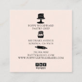 Schattigee Baker Pastry Chef Baking Utensils Roze  Vierkante Visitekaartje (Achterkant)