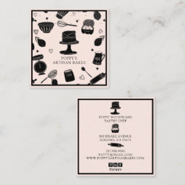 Schattigee Baker Pastry Chef Baking Utensils Roze  Vierkante Visitekaartje