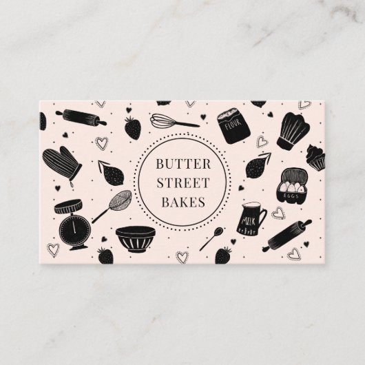 Schattigee Baker Pastry Chef Baking Utensils Roze  Visitekaartje (Voorkant)