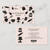 Schattigee Baker Pastry Chef Baking Utensils Roze Visitekaartje (Voorkant / Achterkant)