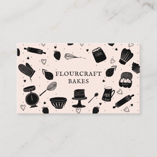 Schattigee Baker Pastry Chef Baking Utensils Roze Visitekaartje (Voorkant)