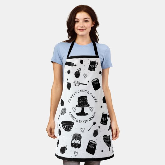 Schattigee Baker Pastry Chef Bakken Utensils Zwart Schort (Gedragen)