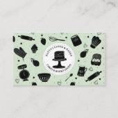 Schattigee Baker Pastry Chef Bakken Utensils Zwart Visitekaartje (Voorkant)