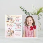 Schattigee Baking Party Girl's Verjaardagsfoto Kaart (Staand voorkant)