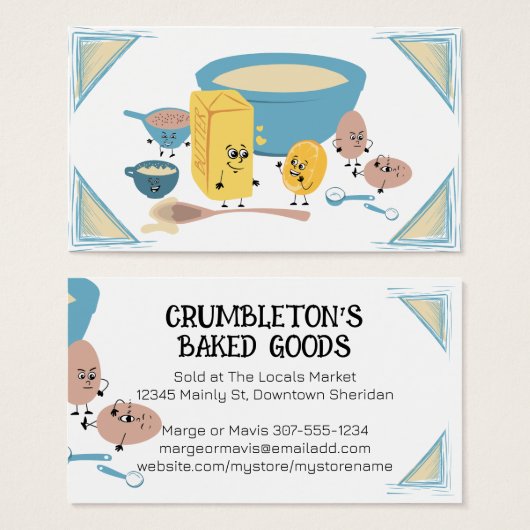 Schattigee bakken ingrediënten bakkerij visitekaar visitekaartje (Voorkant /achterkant)