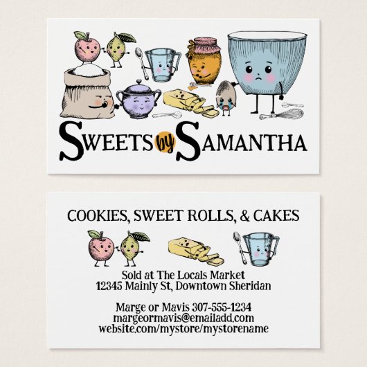 Schattigee bakken ingrediënten bakkerij visitekaar visitekaartje (Voorkant /achterkant)