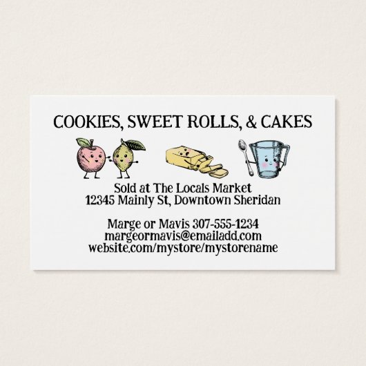 Schattigee bakken ingrediënten bakkerij visitekaar visitekaartje (Achterkant)