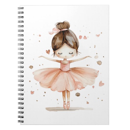 Schattigee Ballerina Ballet Dance Love Hearts Wate Notitieboek (Voorkant)