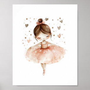 Schattigee Ballerina Ballet Dance Love Hearts Wate Poster
