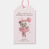 Schattigee Ballerina Beer 1e Verjaardag Dank U Lab Cadeaulabel (Voorkant)