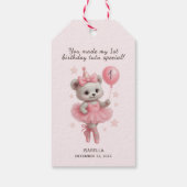 Schattigee Ballerina Beer 1e Verjaardag Dank U Lab Cadeaulabel (Achterkant)