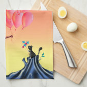 Schattigee Ballerina & Cat sunset tree Theedoek (Quarter Fold)