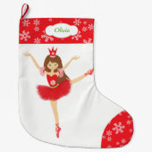 Schattigee Ballerina Dancer Gepersonaliseerd Grote Kerstsok (Voorkant)