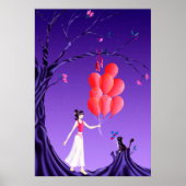 Schattigee Ballerina en Cat Midnight Tree Poster (Voorkant)