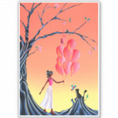 Schattigee ballerina en kat bij zonsondergang sticker (Voorkant)