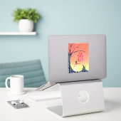 Schattigee ballerina en kat bij zonsondergang sticker (Laptop op bureau)