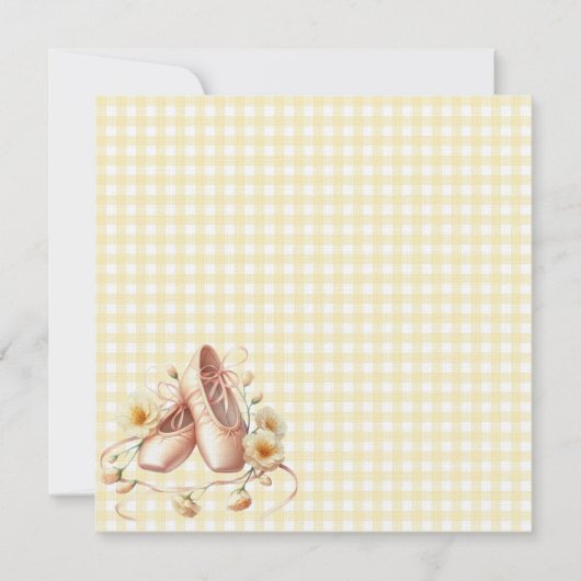Schattigee Ballerina Geel Plaid Baby shower Uitnod (Achterkant)