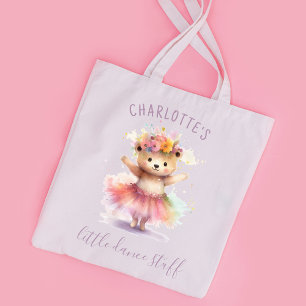 Schattigee Ballerina gepersonaliseerde naam Waterv Tote Bag