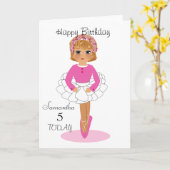 Schattigee ballerina gepersonaliseerde verjaardag  kaart (Gele Bloem)