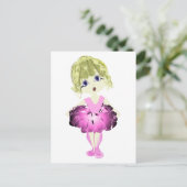 Schattigee Ballerina in roze tutu Briefkaart (Staand voorkant)