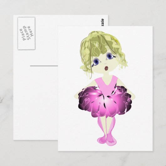 Schattigee Ballerina in roze tutu Briefkaart (Voorkant / Achterkant)