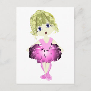 Schattigee Ballerina in roze tutu Briefkaart