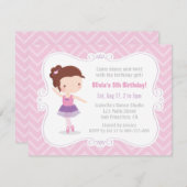 Schattigee Ballerina Meisje Roze Chevron Verjaarda Kaart (Voorkant / Achterkant)