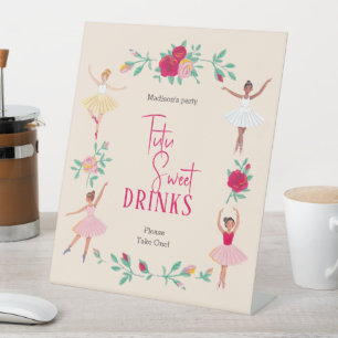 Schattigee Ballerina Meisje Verjaardagsfeest Reclamebord Met Voetstuk