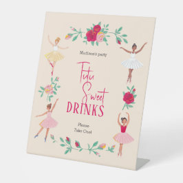 Schattigee Ballerina Meisje Verjaardagsfeest Reclamebord Met Voetstuk