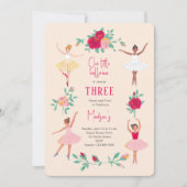 Schattigee Ballerina Meisje Verjaardagsfeestje Uit Kaart (Voorkant)