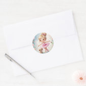 Schattigee Ballerina met Puppy Waterverf Ronde Sticker (Envelop)