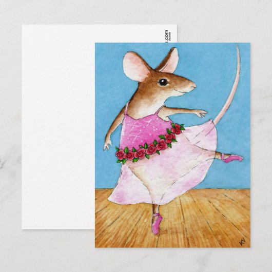 Schattigee ballerina muis briefkaart (Voorkant / Achterkant)